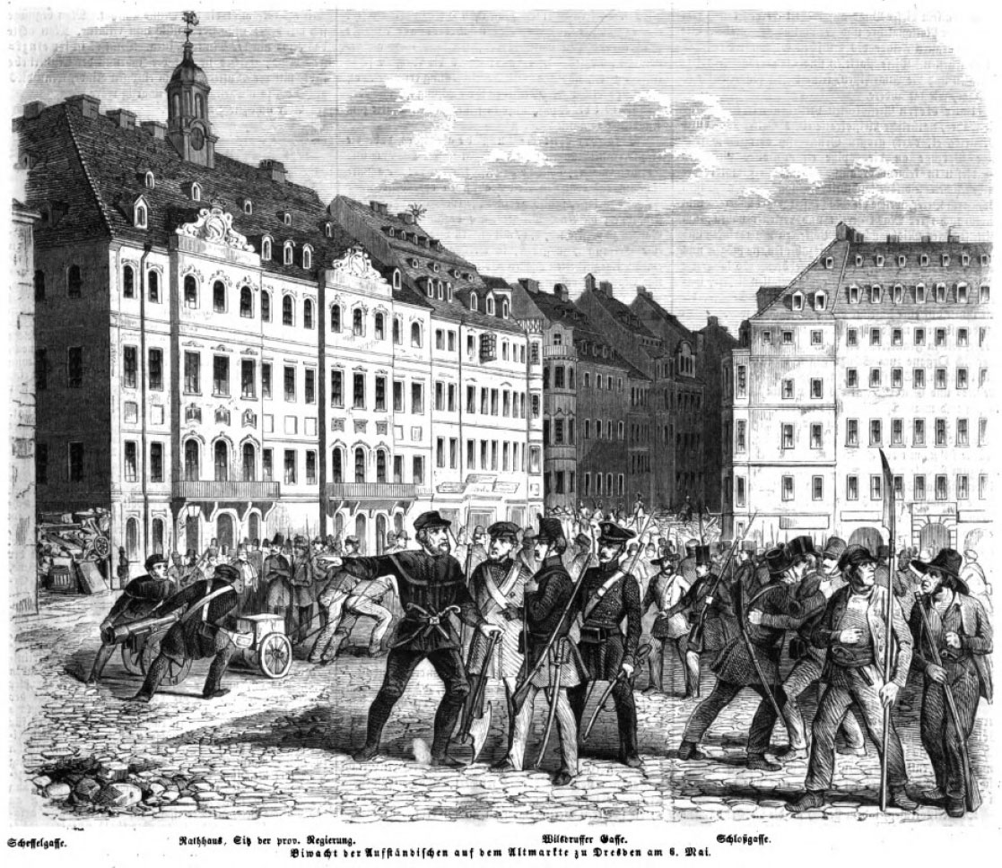 1849 Biwacht der Aufst�ndischen auf dem Altmarkt zu Dresden